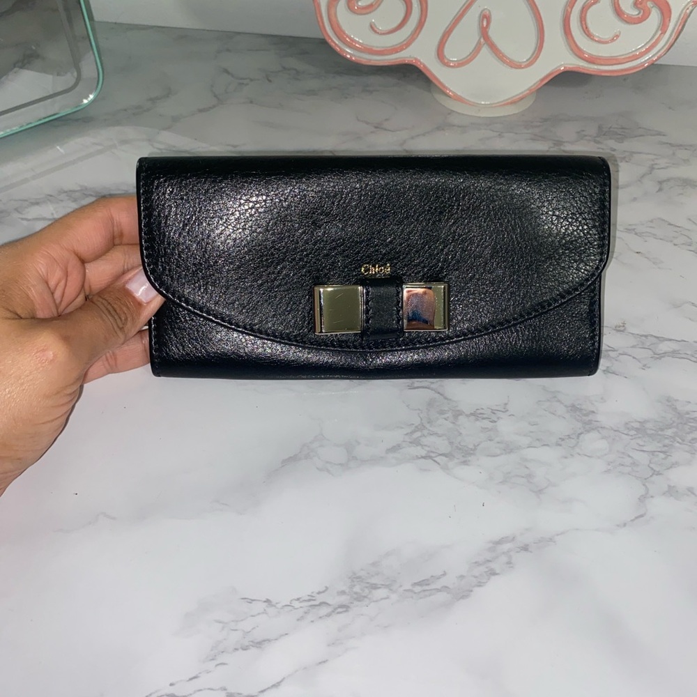 Chloe Black Leather Wallet with Gold Accents - Picture 8 of 8